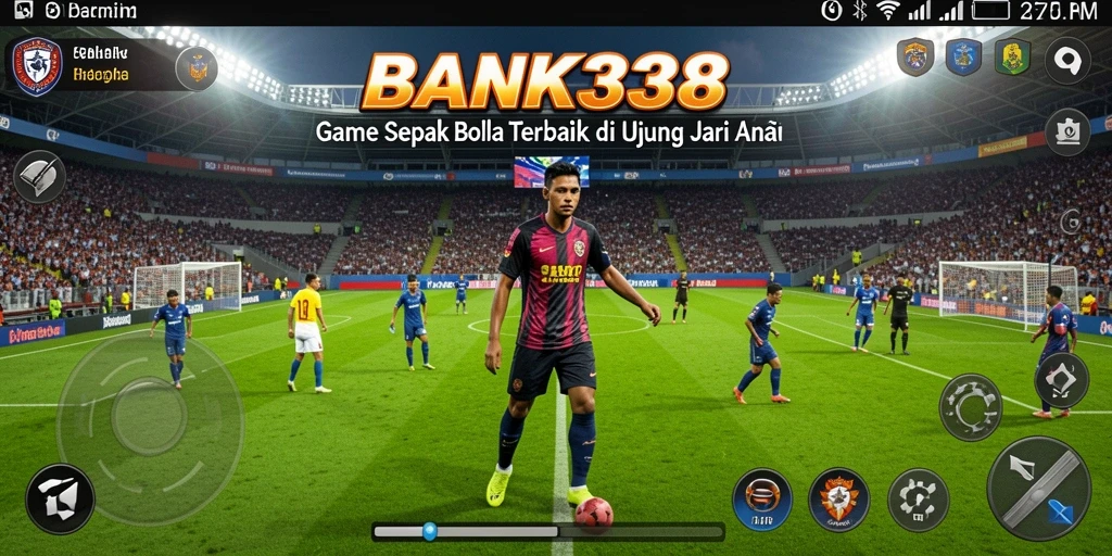 Tampilan gameplay menarik saat permainan sepak bola berlangsung.