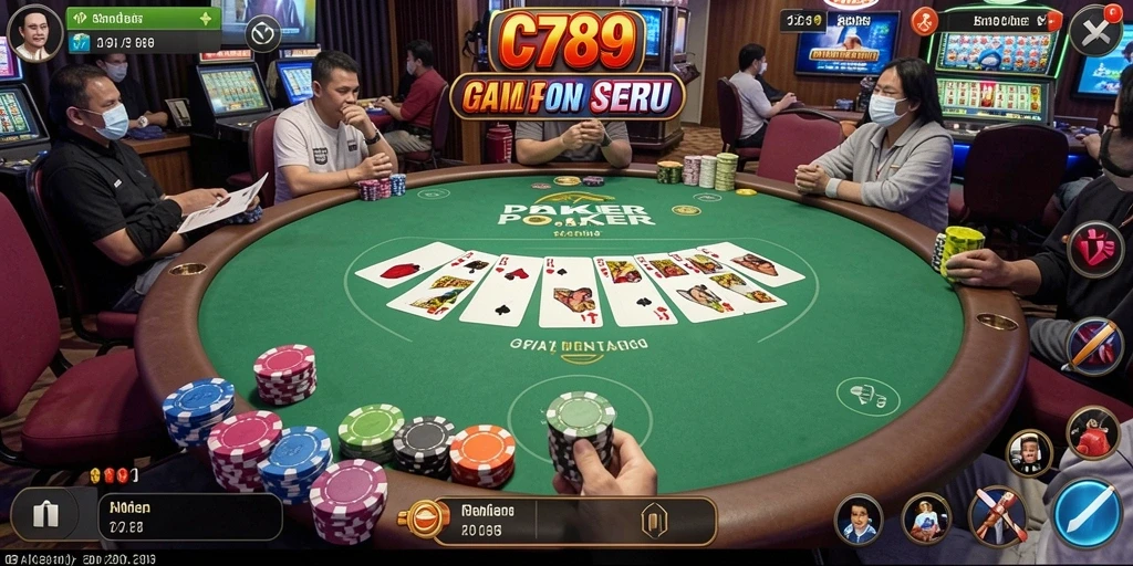 Screenshot C789 menampilkan momen seru permainan Poker yang menegangkan.