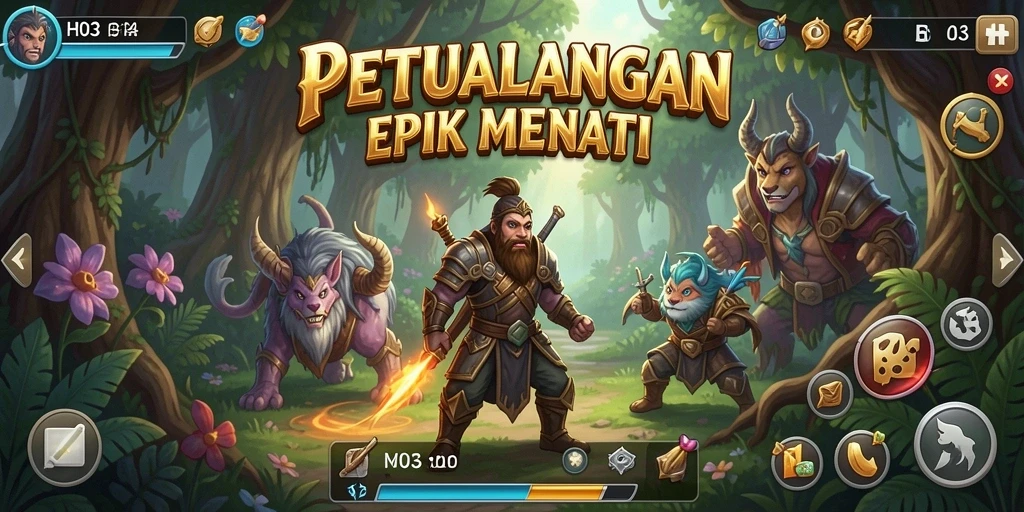 Screenshot gameplay H03 menampilkan aksi petualangan yang mendebarkan.
