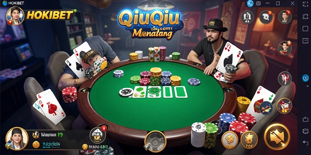 Tangkapan layar gameplay HOKIBET menampilkan suasana seru permainan QiuQiu.