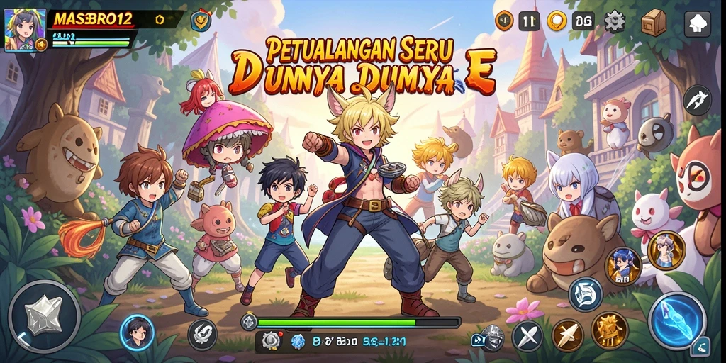 Screenshot gameplay menunjukkan pertarungan karakter Anime yang epik.