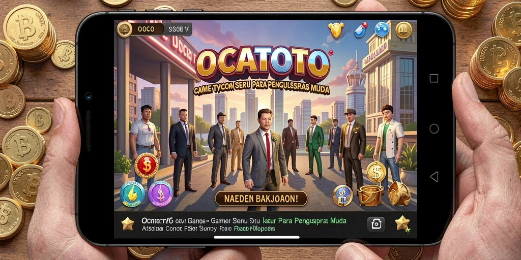Screenshot menampilkan gameplay OCATOTO dengan berbagai bisnis yang sedang berkembang.