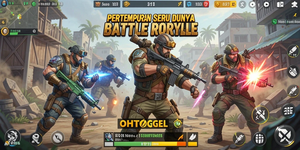 Tampilan seru pertempuran di OHTOGEL dalam mode Battle Royale.