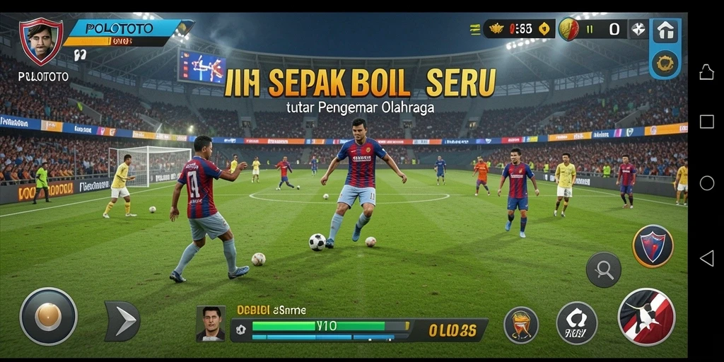 Tampilan menarik dari gameplay POLOTOTO dengan aksi sepak bola yang seru.