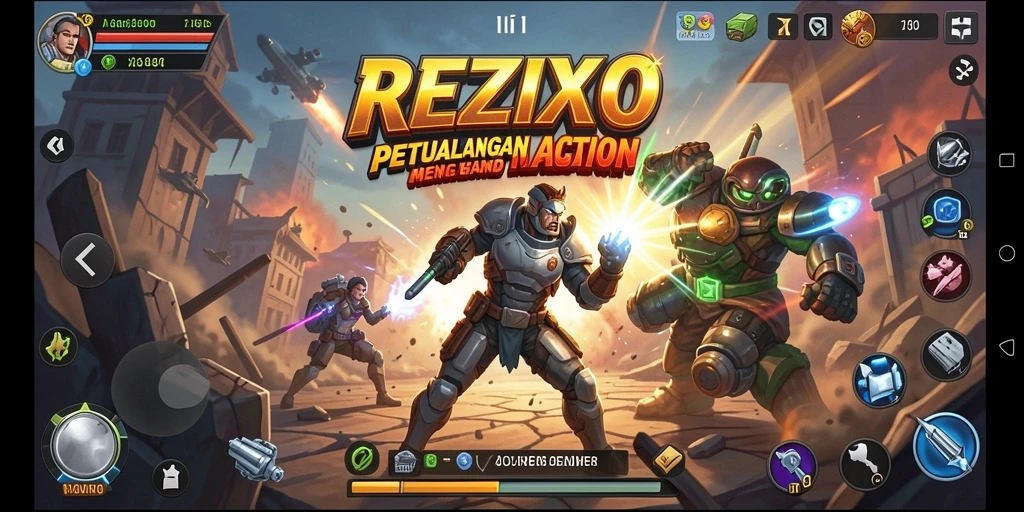 Gameplay menarik dan seru dalam REZIXO, aksi yang intens.