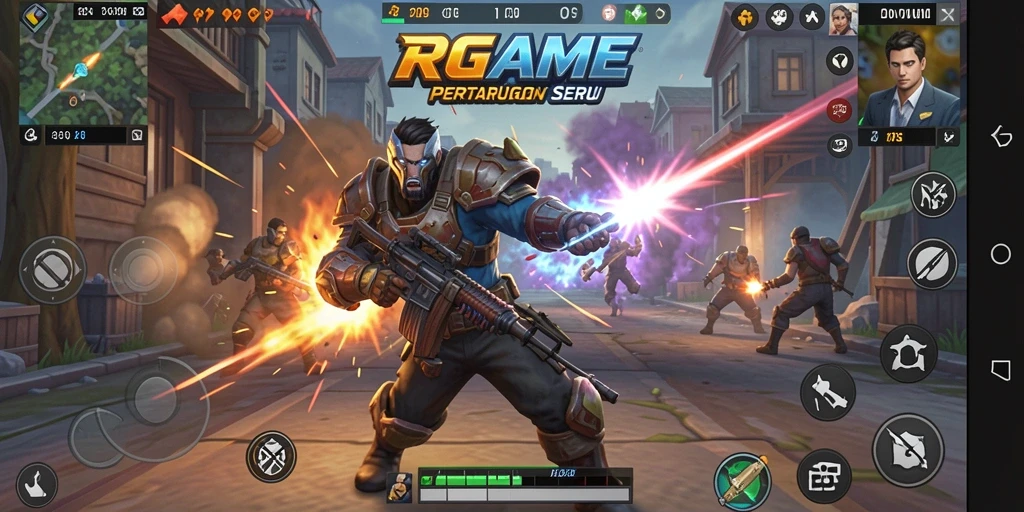 Screenshot gameplay RPGAME yang menampilkan pertarungan seru.