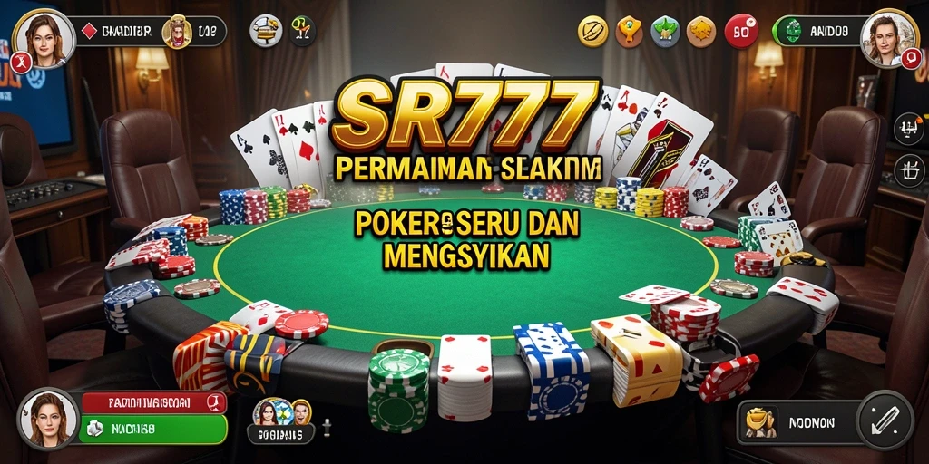 Screenshot dari gameplay SR777 yang menunjukkan suasana permainan poker yang mendebarkan.