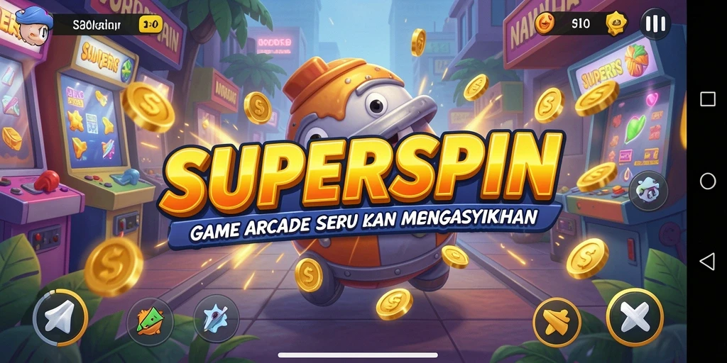 Screenshot menunjukkan gameplay menegangkan di SUPERSPIN.